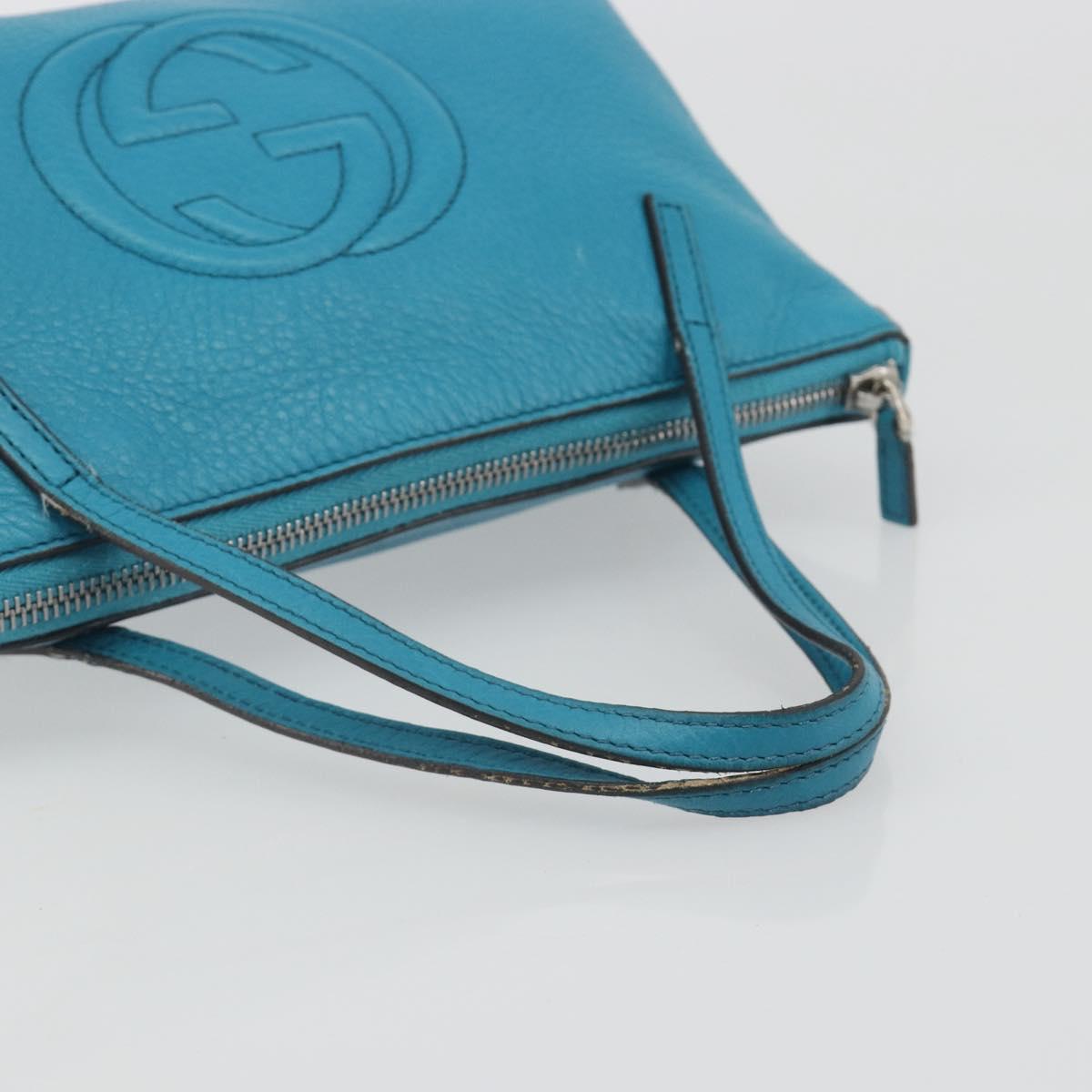 GUCCI Soho Hand Bag Leather Blue Silver 340618 Auth 194286A - Jerrillo image 7