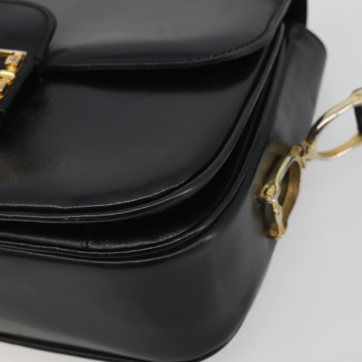 CELINE Shoulder Bag Leather Black Gold Auth 194301 - Jerrillo image 10