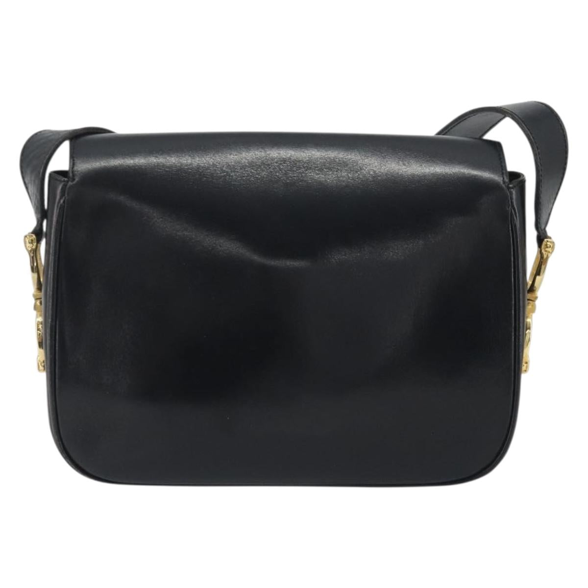 CELINE Shoulder Bag Leather Black Gold Auth 194301 - Jerrillo image 3