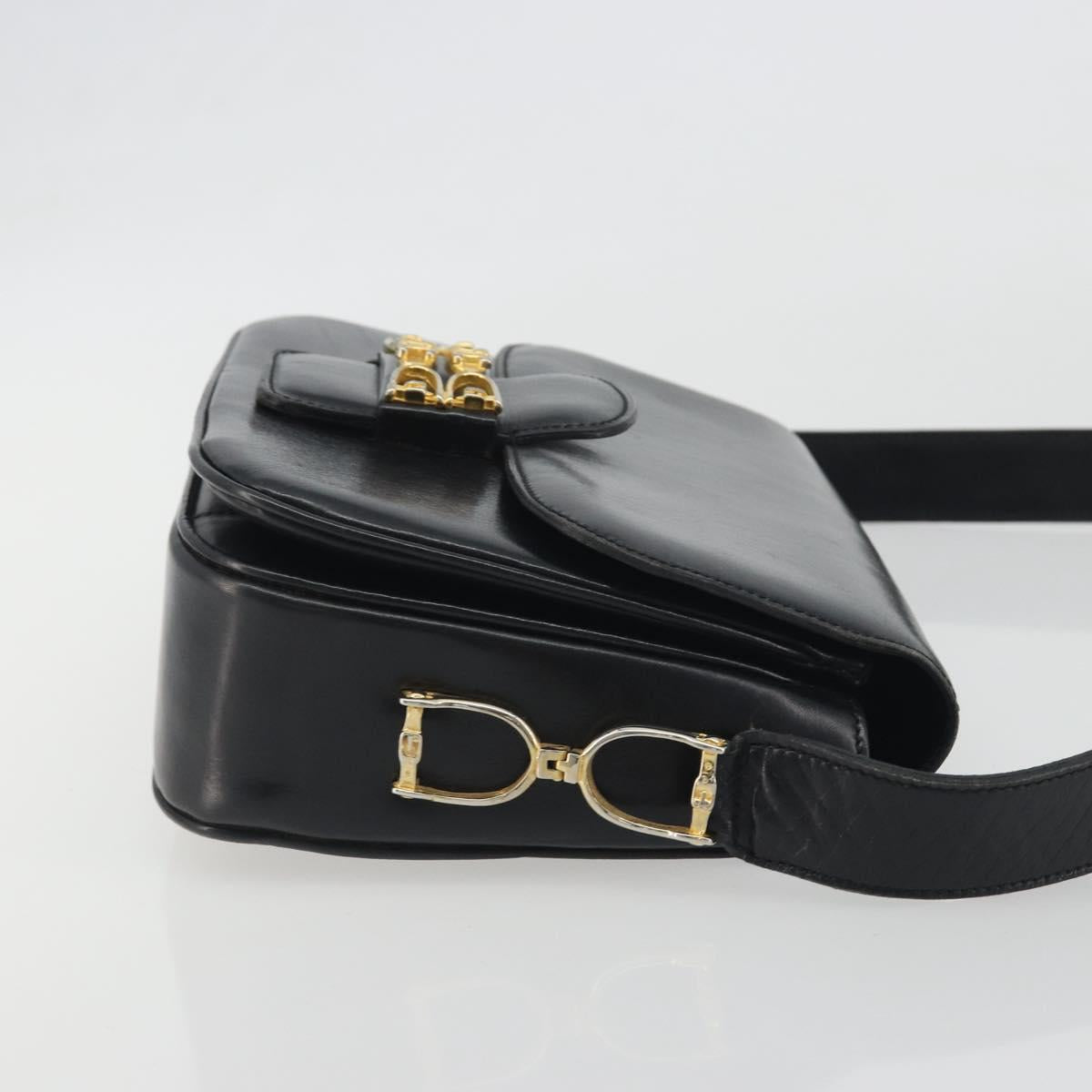 CELINE Shoulder Bag Leather Black Gold Auth 194301 - Jerrillo image 4