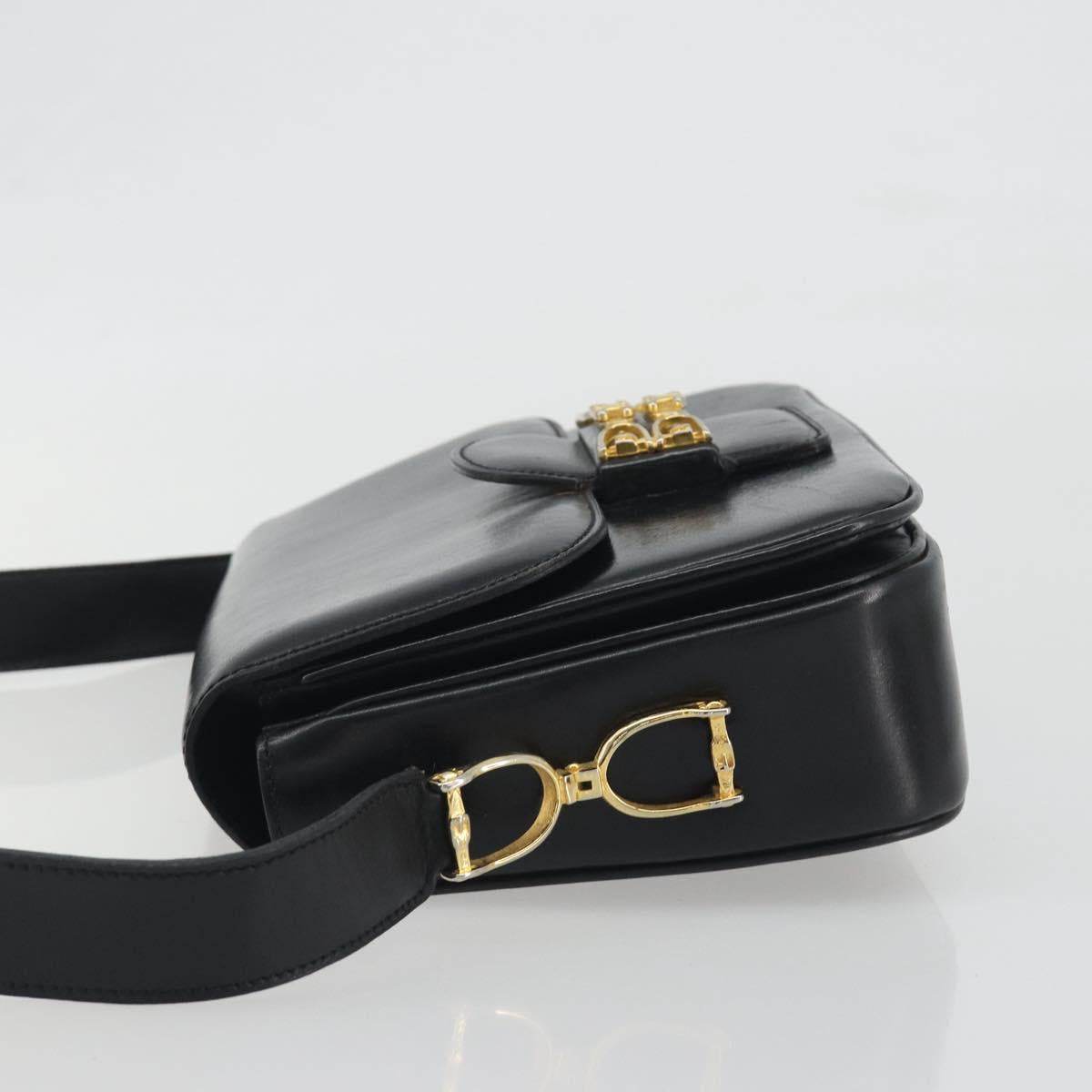 CELINE Shoulder Bag Leather Black Gold Auth 194301 - Jerrillo image 5