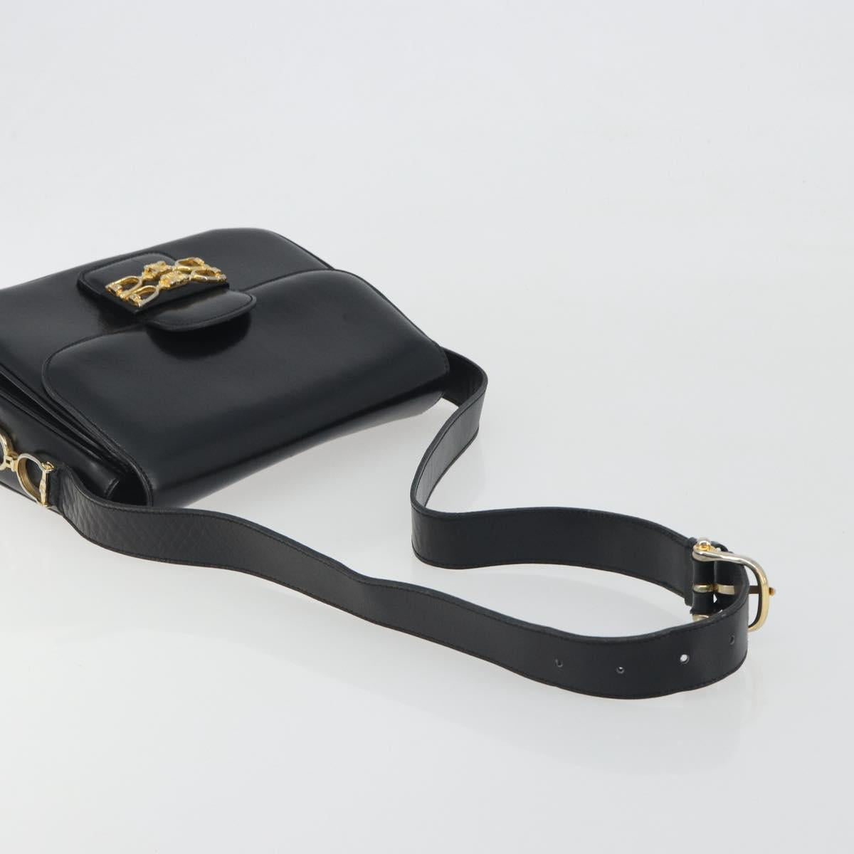 CELINE Shoulder Bag Leather Black Gold Auth 194301 - Jerrillo image 7