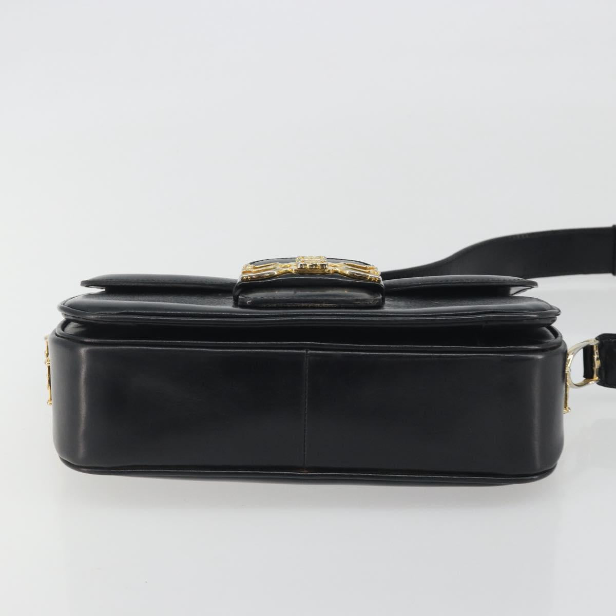 CELINE Shoulder Bag Leather Black Gold Auth 194301 - Jerrillo image 9