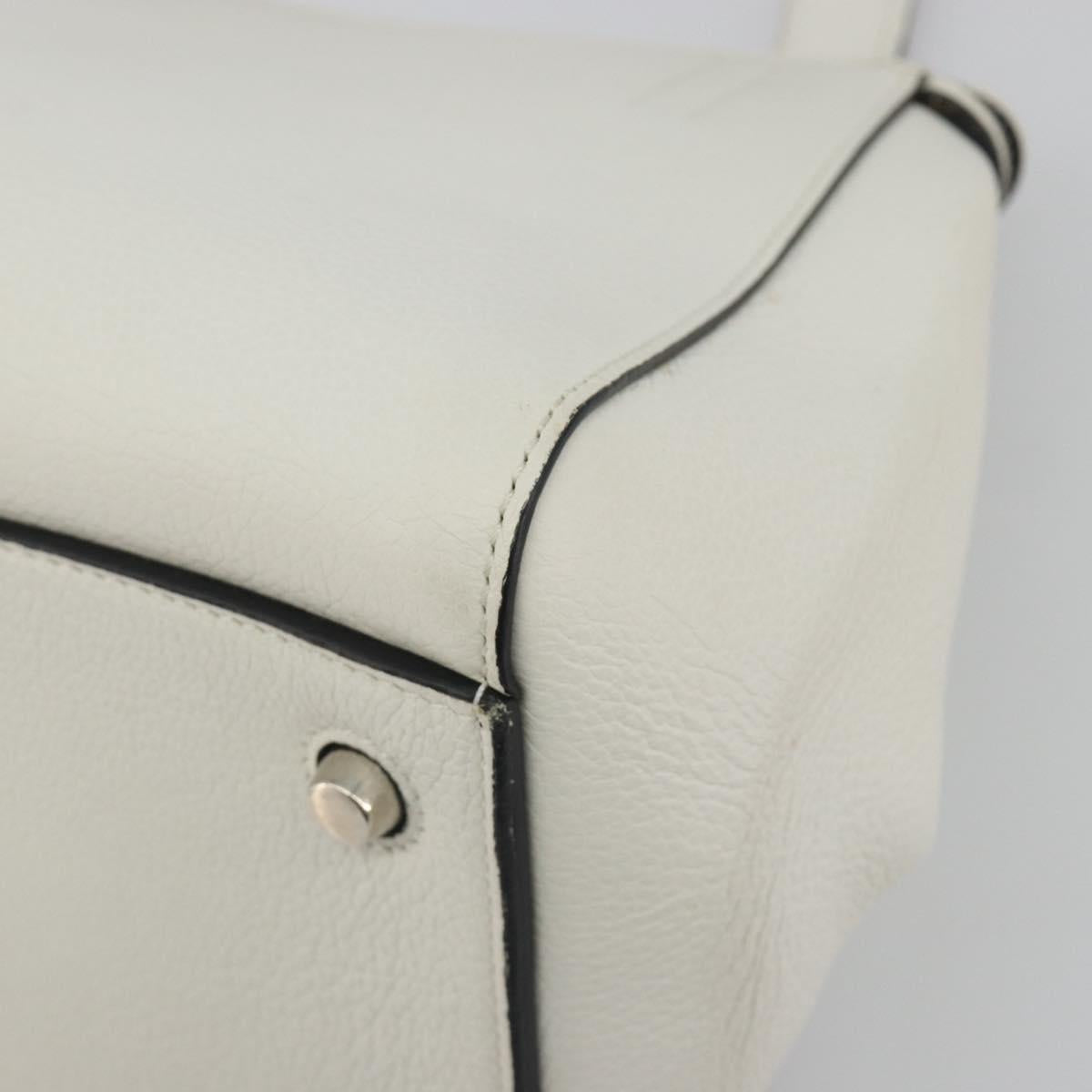 CELINE Edge Medium Hand Bag Leather White Silver Auth 194359A - Jerrillo image 9