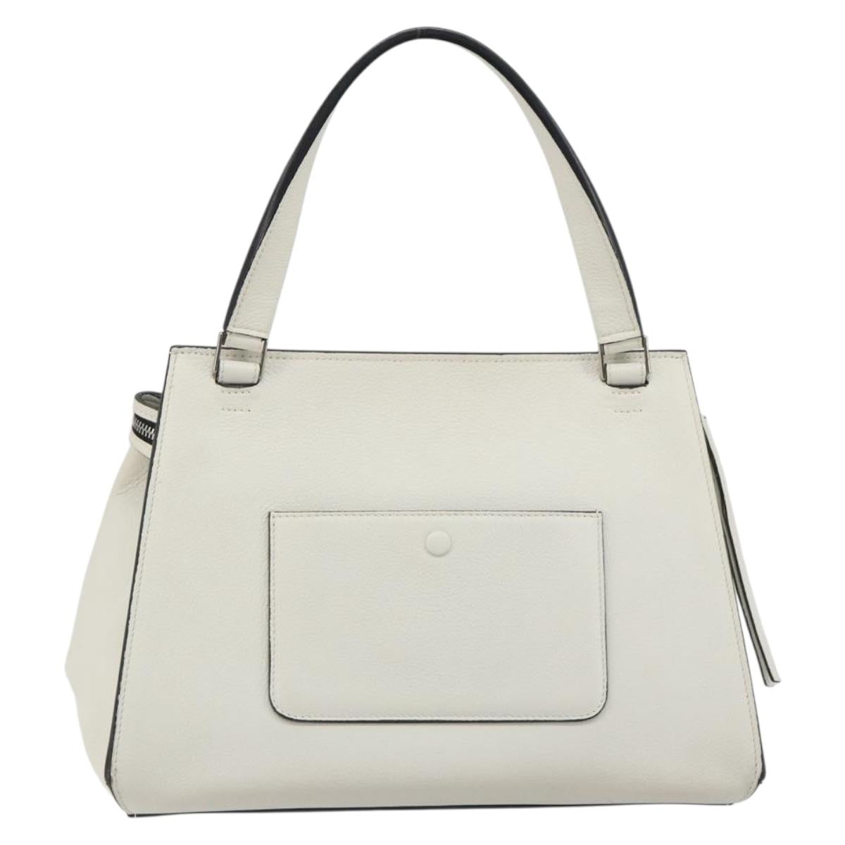 CELINE Edge Medium Hand Bag Leather White Silver Auth 194359A - Jerrillo image 2
