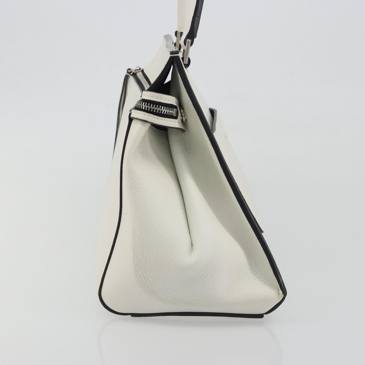 CELINE Edge Medium Hand Bag Leather White Silver Auth 194359A - Jerrillo image 3