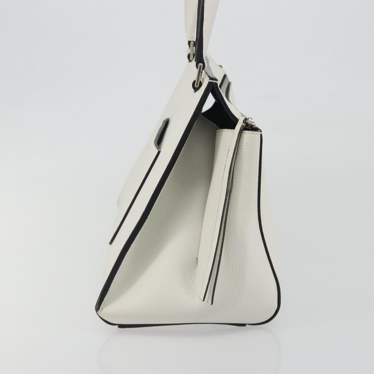 CELINE Edge Medium Hand Bag Leather White Silver Auth 194359A - Jerrillo image 4