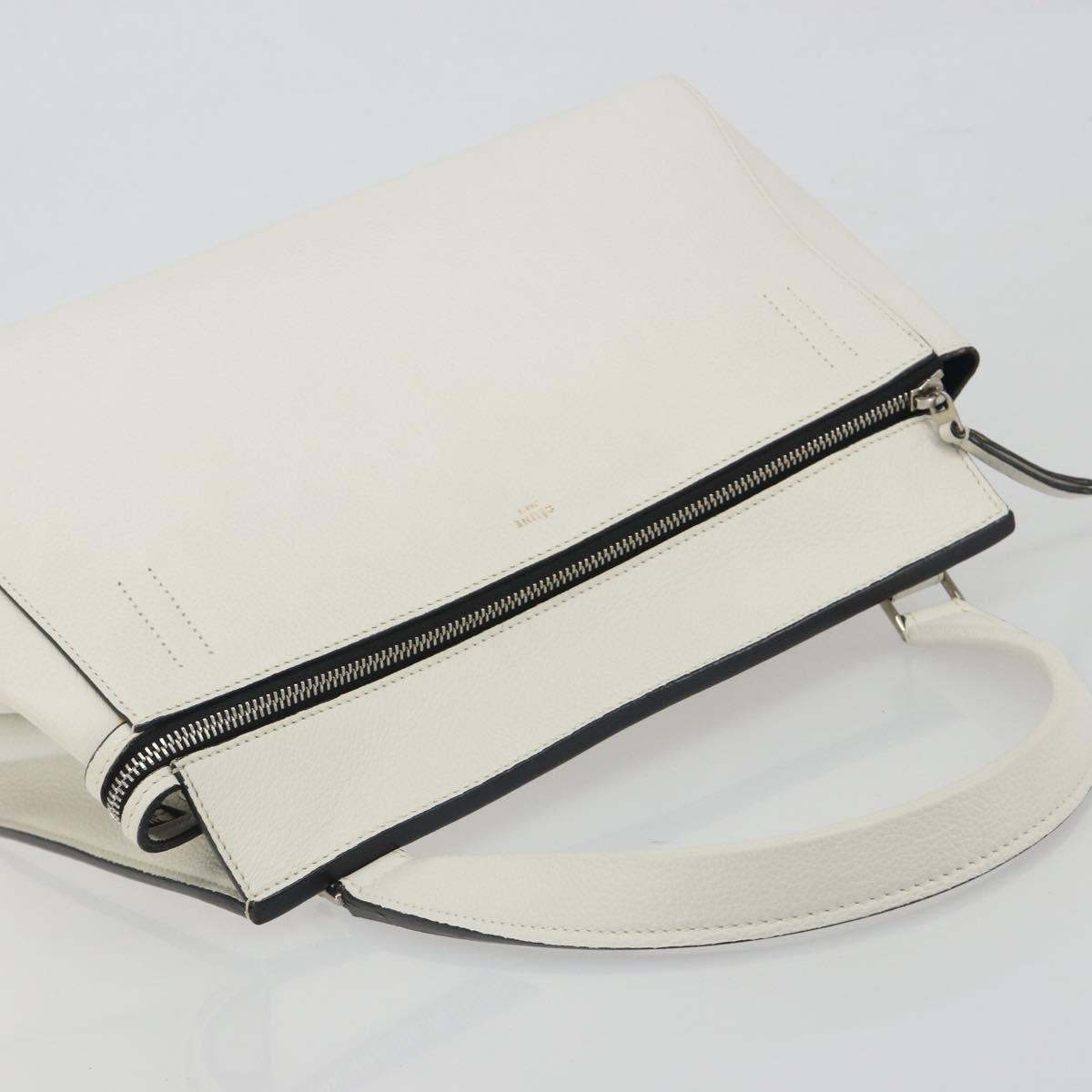 CELINE Edge Medium Hand Bag Leather White Silver Auth 194359A - Jerrillo image 6