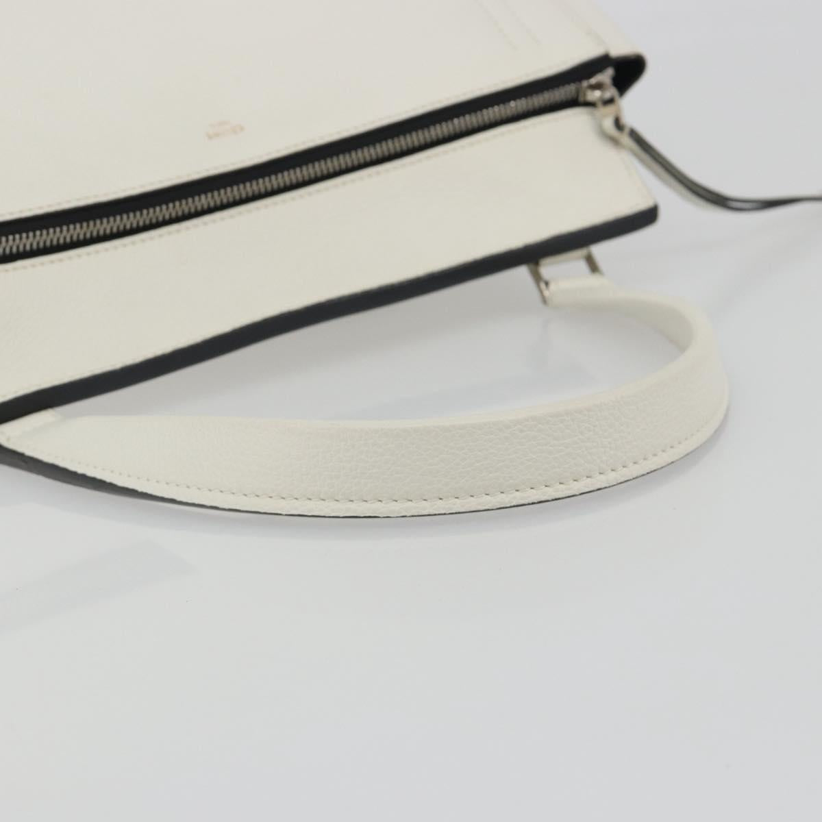 CELINE Edge Medium Hand Bag Leather White Silver Auth 194359A - Jerrillo image 7