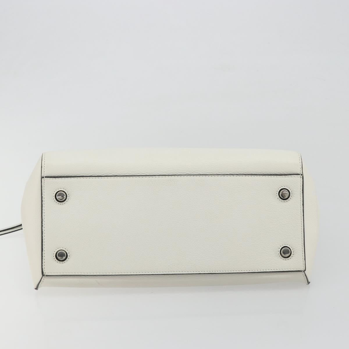 CELINE Edge Medium Hand Bag Leather White Silver Auth 194359A - Jerrillo image 5
