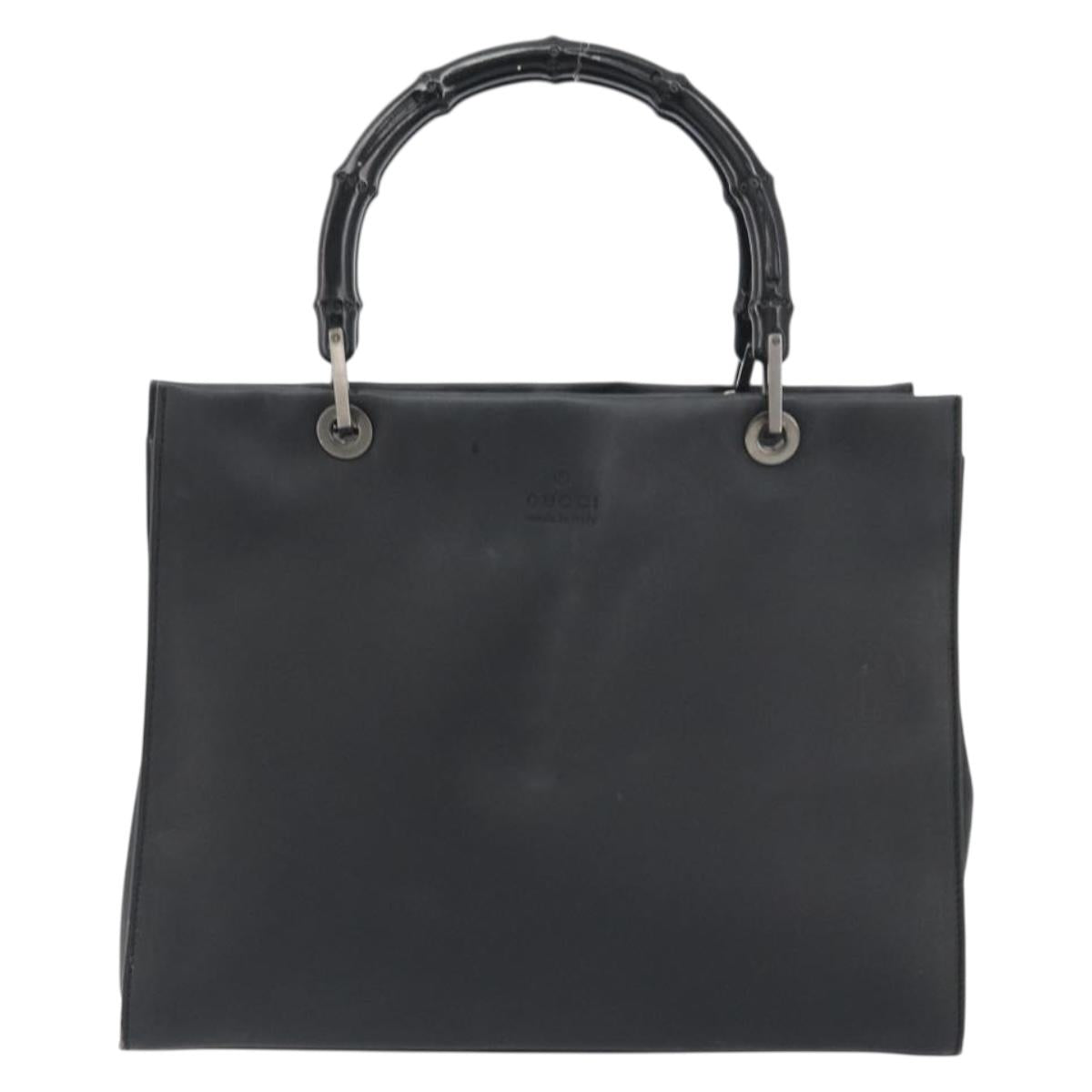 GUCCI Bamboo Tote Bag Leather 2way Black Silver 002 1016 Auth 194370 - Jerrillo image 2