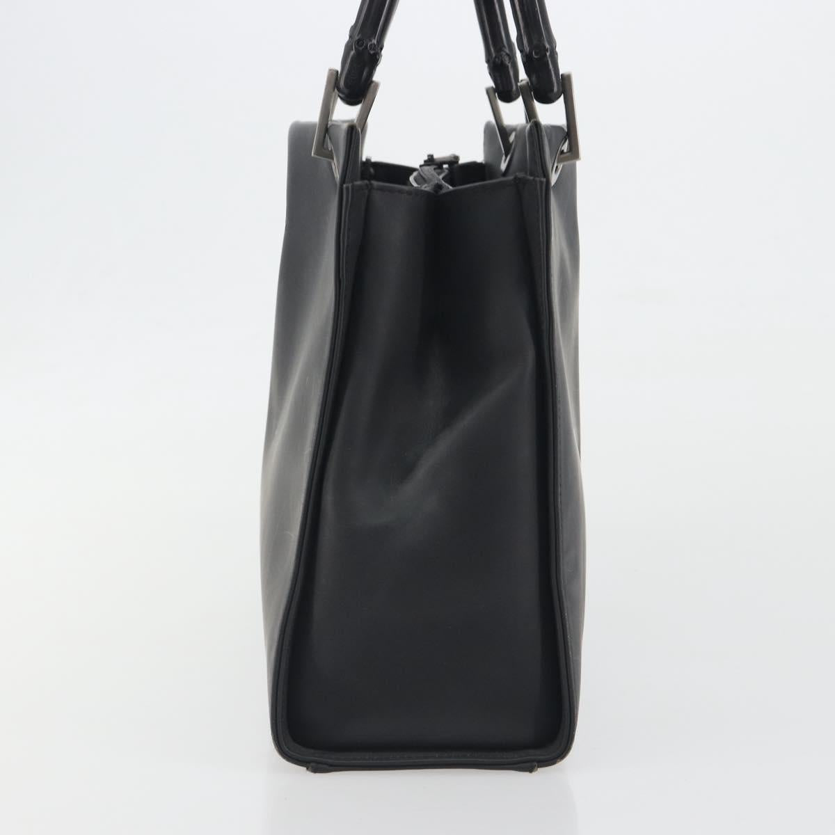 GUCCI Bamboo Tote Bag Leather 2way Black Silver 002 1016 Auth 194370 - Jerrillo image 4