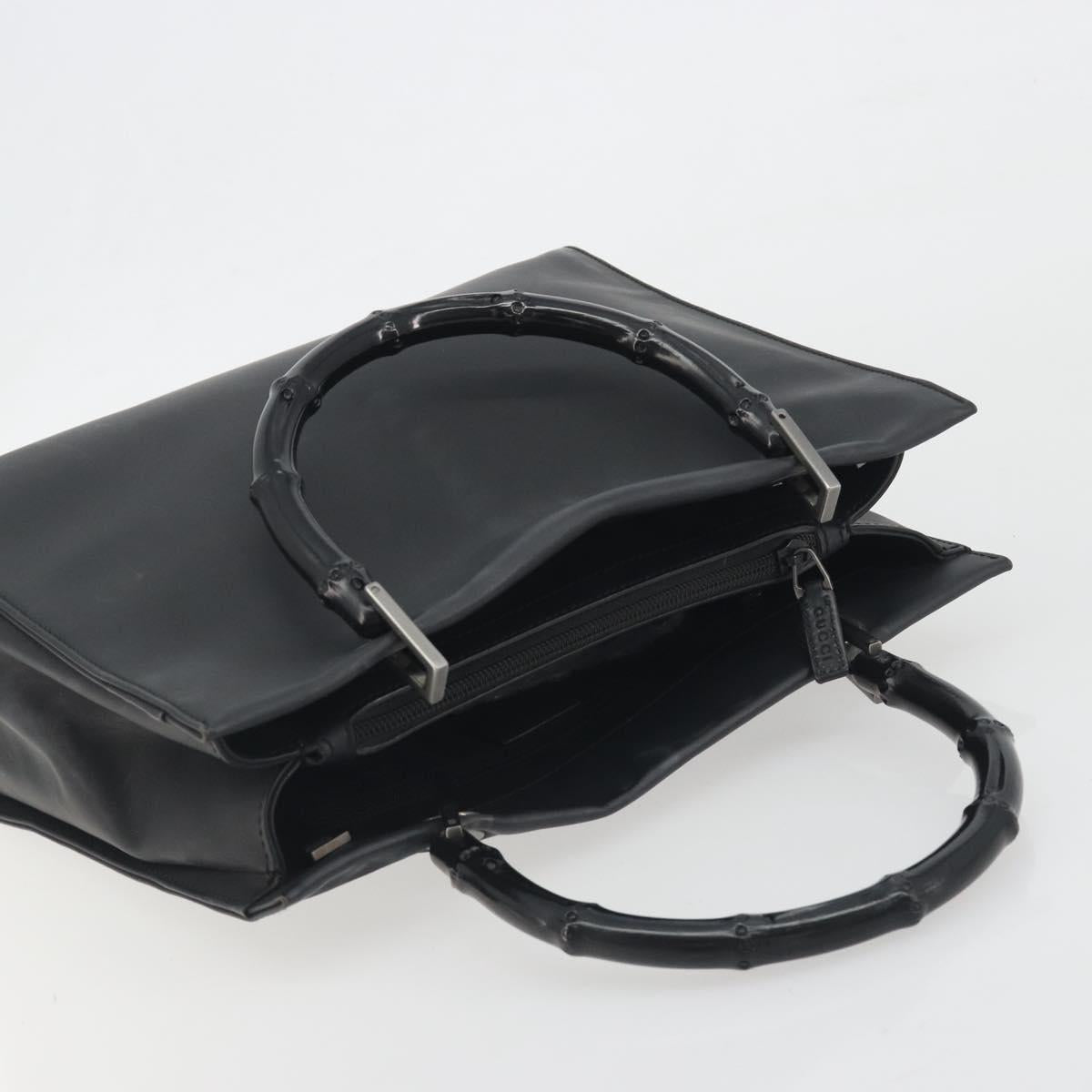 GUCCI Bamboo Tote Bag Leather 2way Black Silver 002 1016 Auth 194370 - Jerrillo image 6