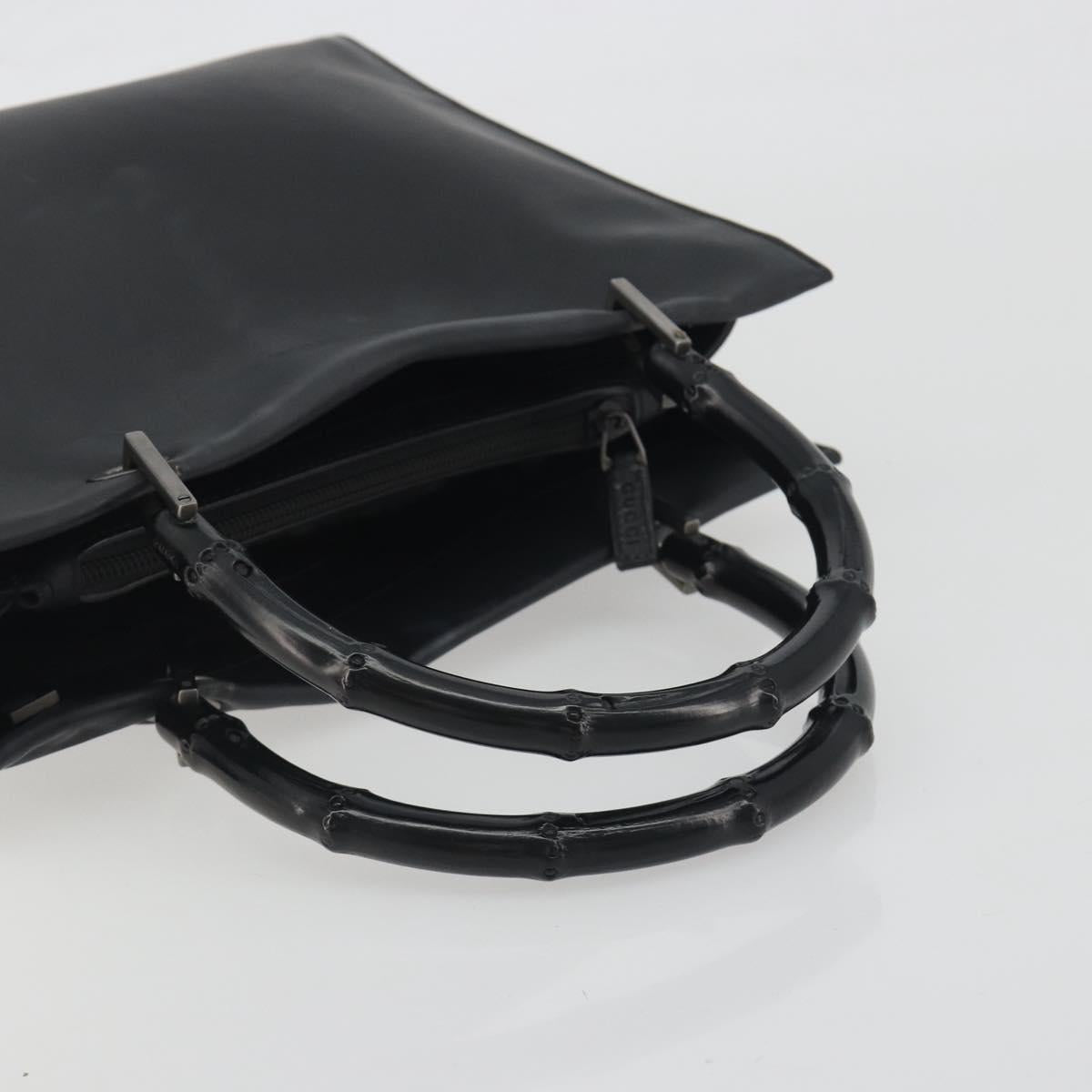 GUCCI Bamboo Tote Bag Leather 2way Black Silver 002 1016 Auth 194370 - Jerrillo image 7