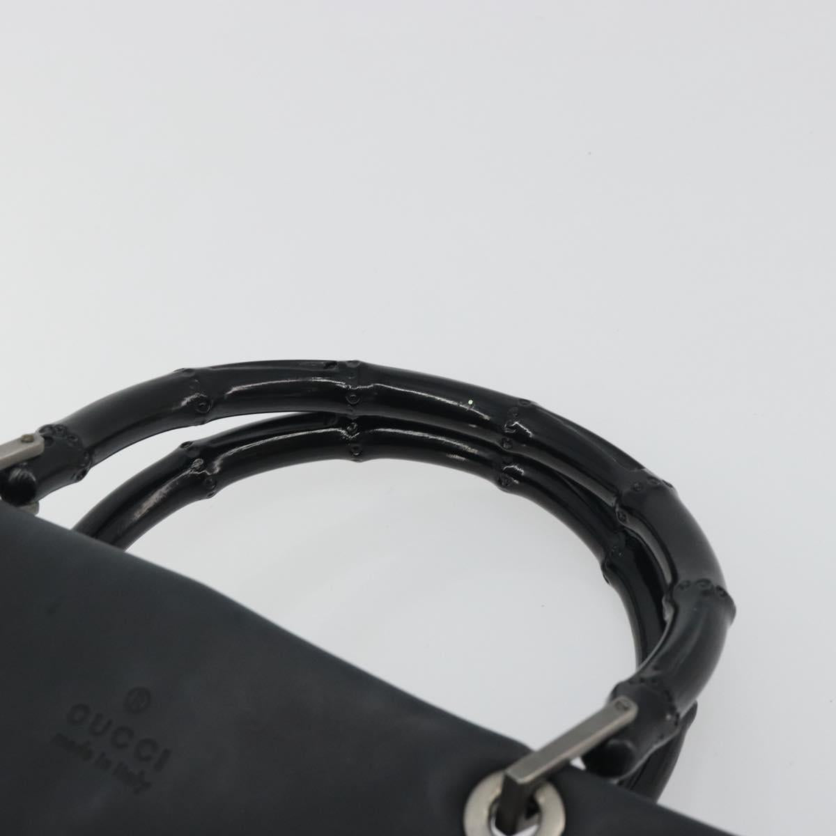 GUCCI Bamboo Tote Bag Leather 2way Black Silver 002 1016 Auth 194370 - Jerrillo image 8