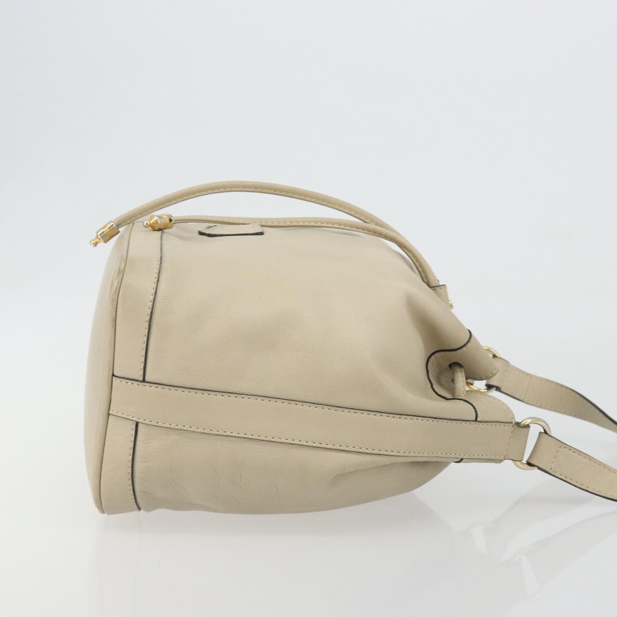 CELINE Shoulder Bag Leather Beige Gold Auth 194372 - Jerrillo image 3