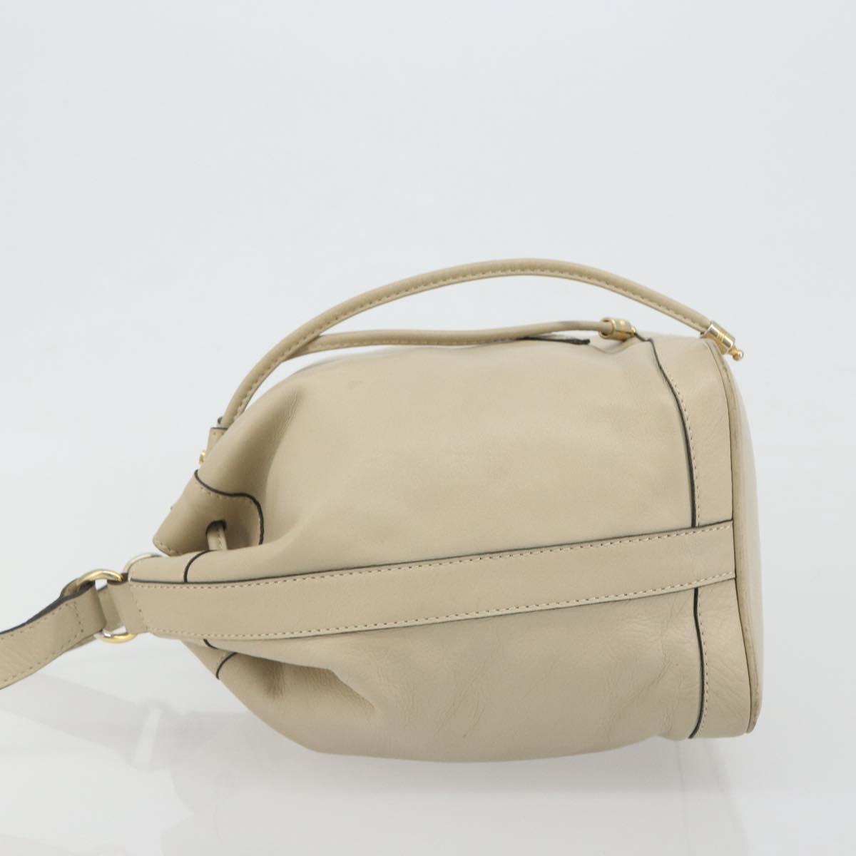 CELINE Shoulder Bag Leather Beige Gold Auth 194372 - Jerrillo image 4