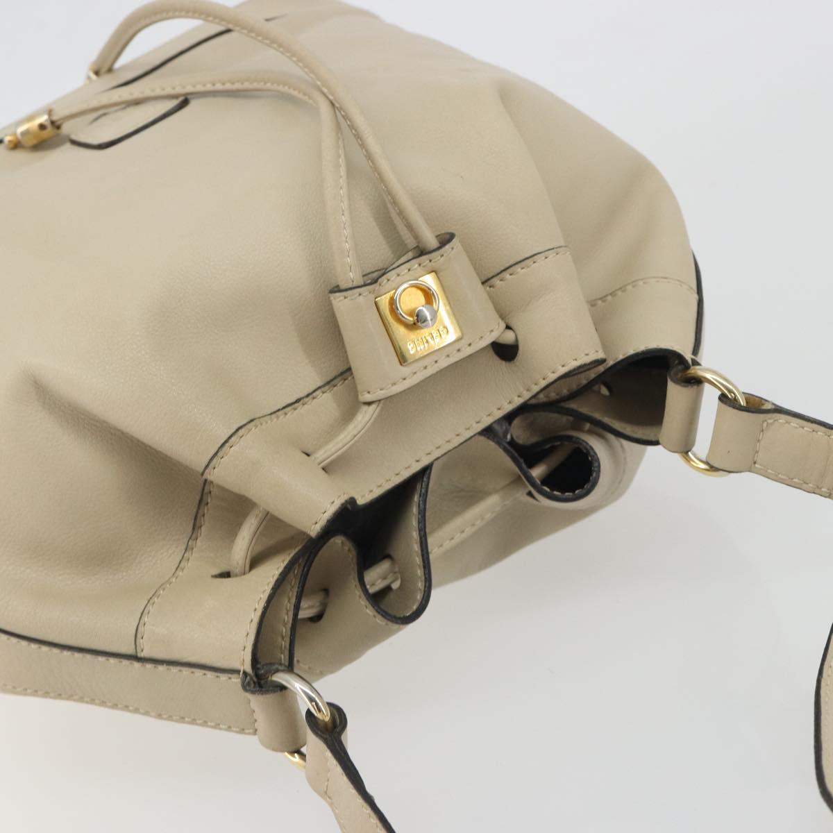 CELINE Shoulder Bag Leather Beige Gold Auth 194372 - Jerrillo image 6