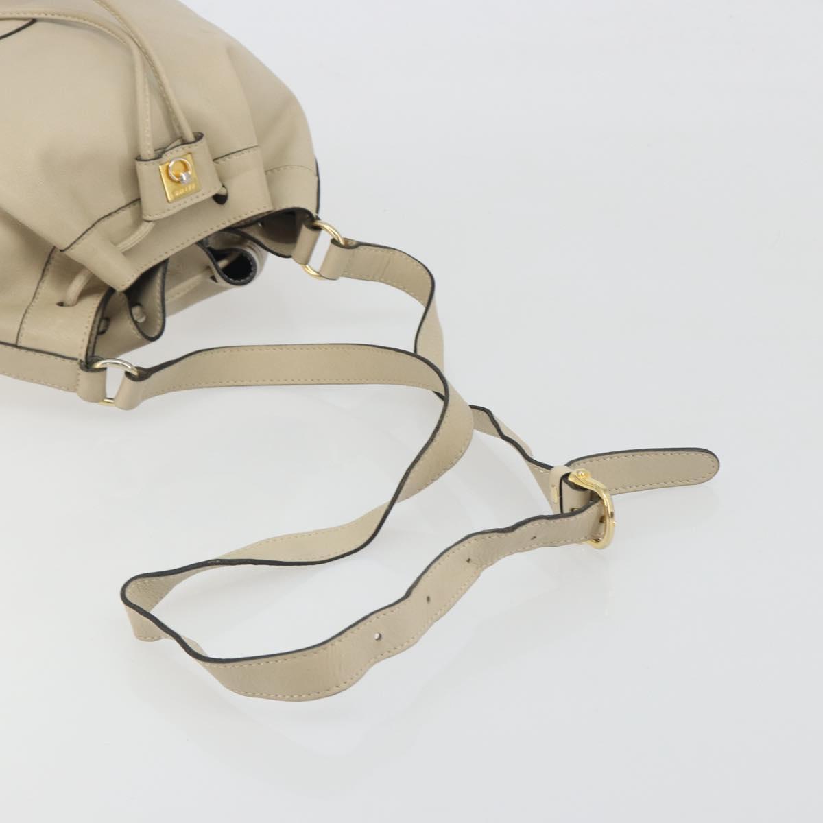 CELINE Shoulder Bag Leather Beige Gold Auth 194372 - Jerrillo image 7