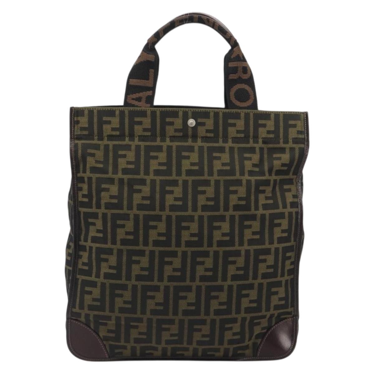 FENDI Zucca Canvas Hand Bag Brown Black Auth 194401 - Jerrillo image 2