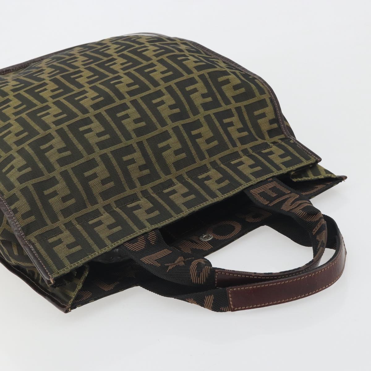 FENDI Zucca Canvas Hand Bag Brown Black Auth 194401 - Jerrillo image 6