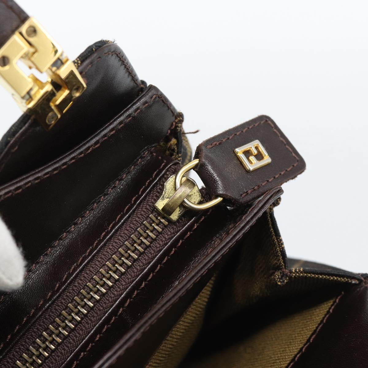 FENDI Zucca Canvas Hand Bag Brown Gold Tone Auth 194558V - Jerrillo image 10