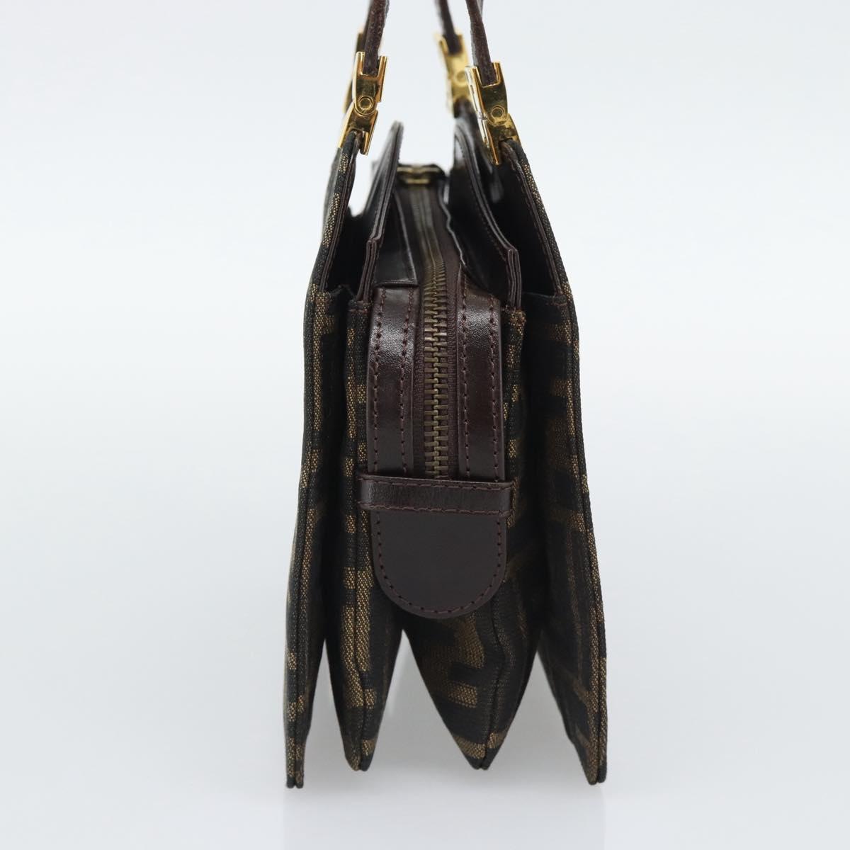 FENDI Zucca Canvas Hand Bag Brown Gold Tone Auth 194558V - Jerrillo image 4