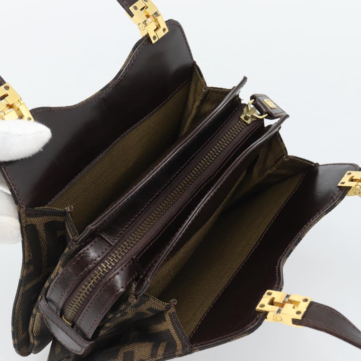 FENDI Zucca Canvas Hand Bag Brown Gold Tone Auth 194558V - Jerrillo image 6