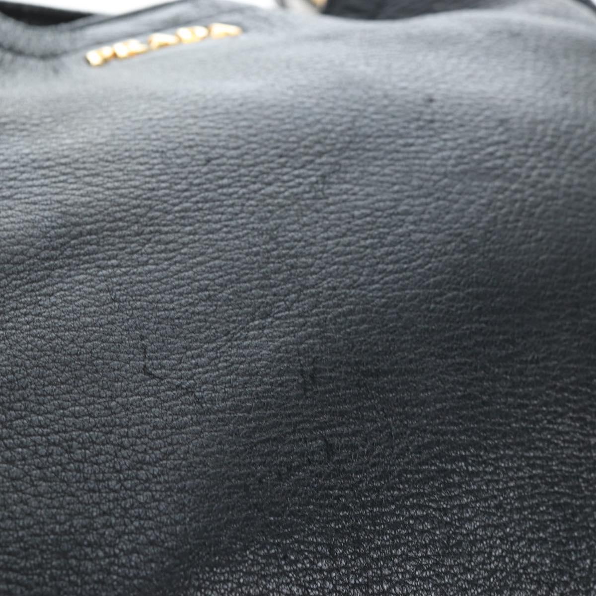 PRADA Shoulder Bag Vittero Dino Leather Black Gold Auth 194765M - Jerrillo image 9