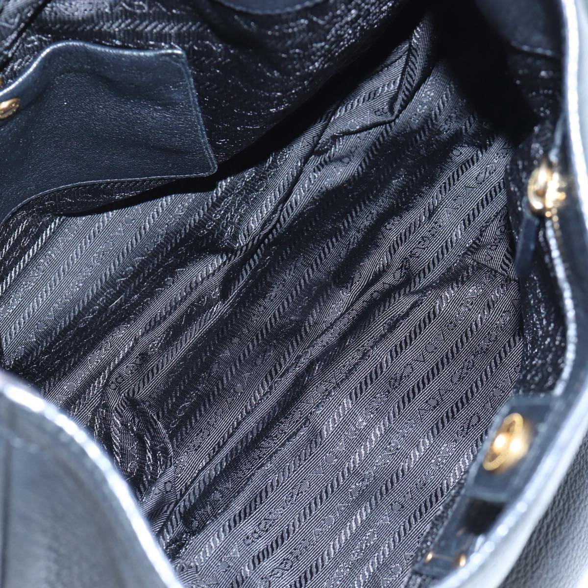 PRADA Shoulder Bag Vittero Dino Leather Black Gold Auth 194765M - Jerrillo image 10