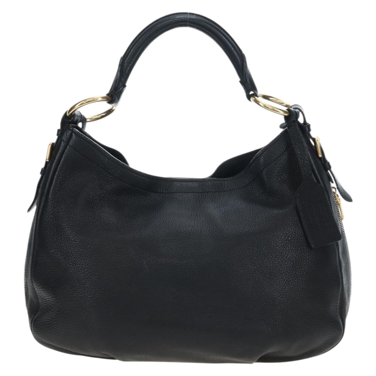 PRADA Shoulder Bag Vittero Dino Leather Black Gold Auth 194765M - Jerrillo image 2