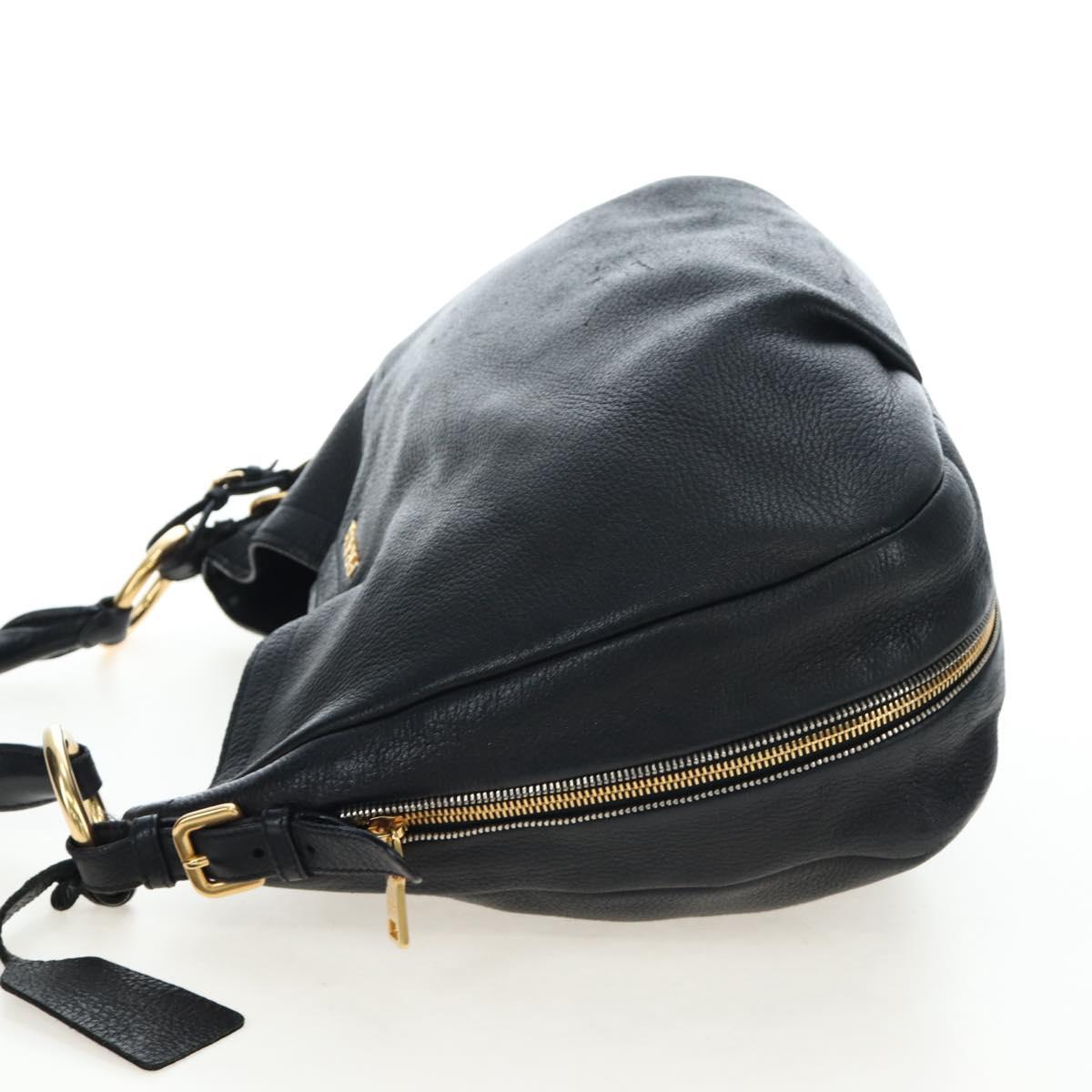 PRADA Shoulder Bag Vittero Dino Leather Black Gold Auth 194765M - Jerrillo image 4