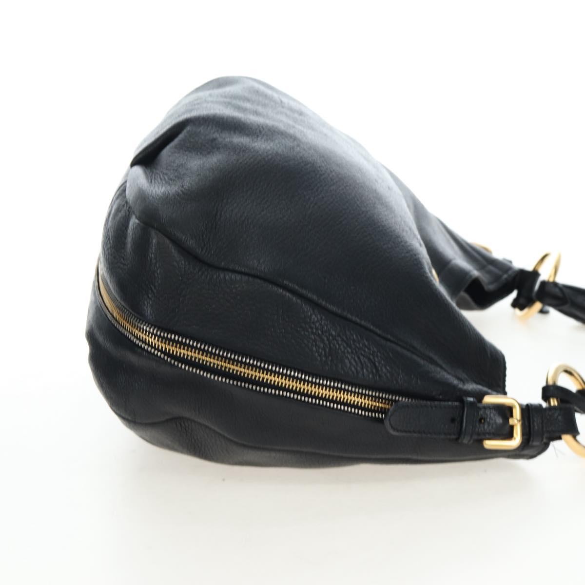 PRADA Shoulder Bag Vittero Dino Leather Black Gold Auth 194765M - Jerrillo image 5
