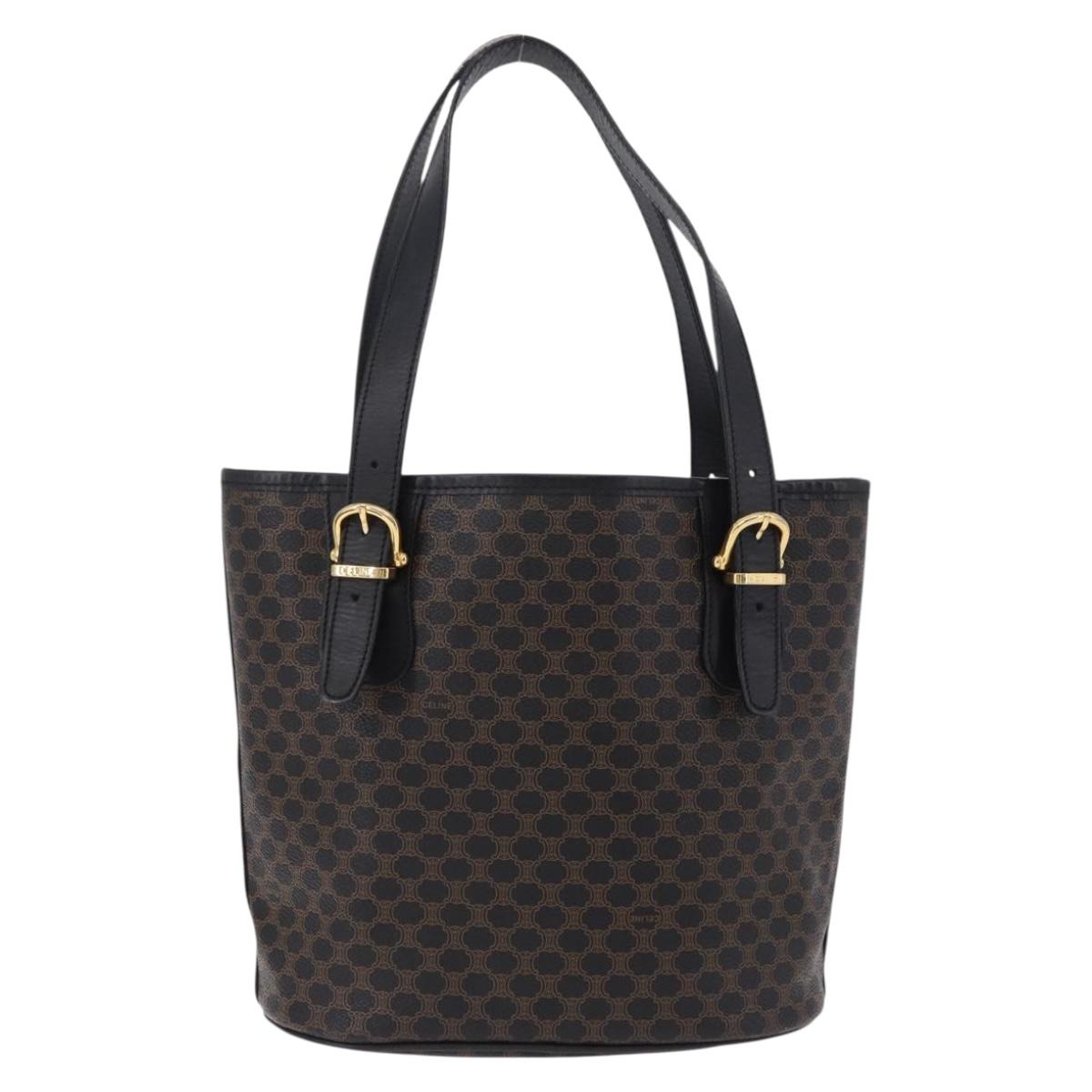 CELINE Macadam Canvas Tote Bag PVC Leather Black Gold Auth 194870V - Jerrillo image 2