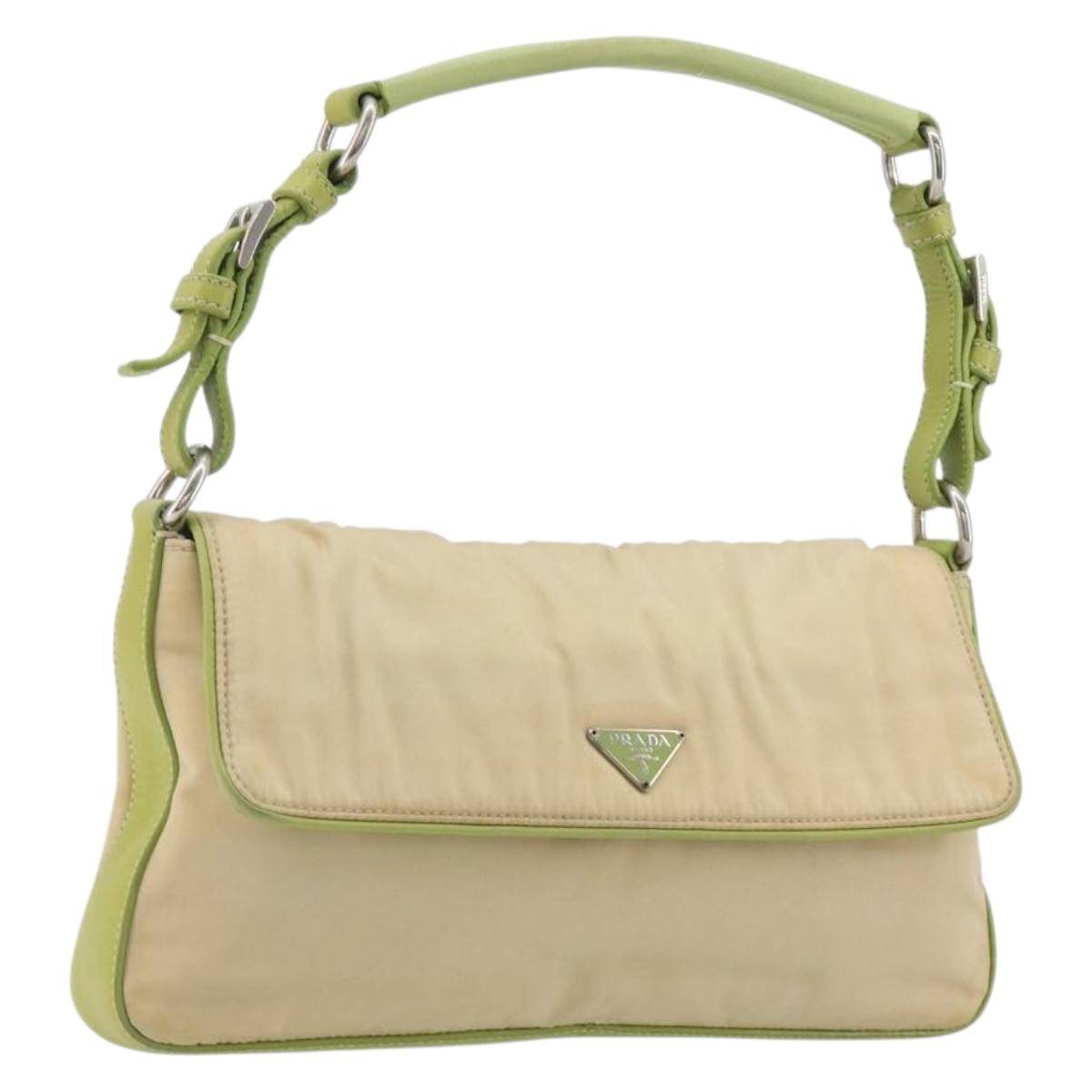 PRADA Shoulder Bag Nylon Beige Silver Auth 194981A - Jerrillo
