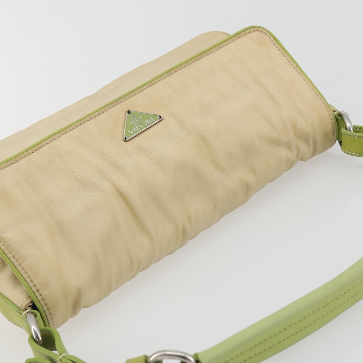 PRADA Shoulder Bag Nylon Beige Silver Auth 194981A - Jerrillo image 6