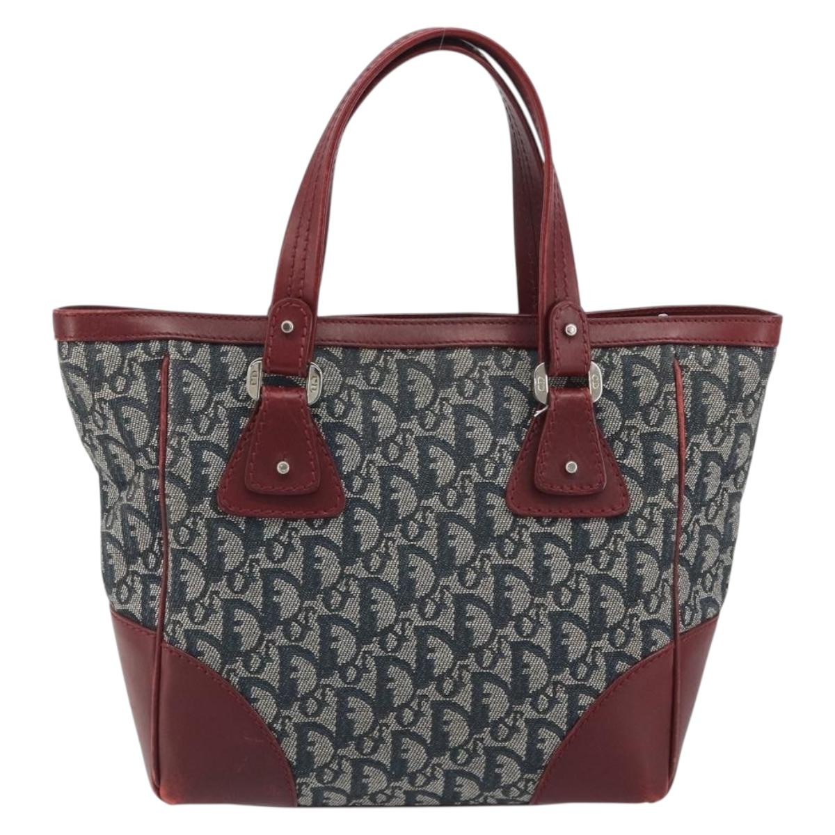 Christian Dior Trotter Canvas Hand Bag Navy Silver Auth 195056A - Jerrillo image 2