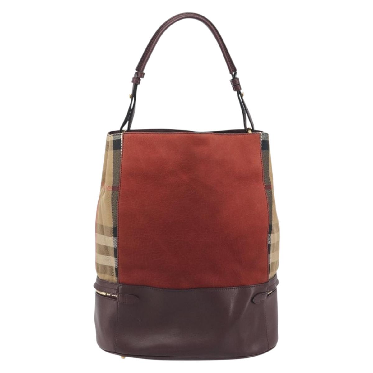 BURBERRY Nova Check Shoulder Bag Canvas Leather Silver Bordeaux Auth 195068 - Jerrillo image 2