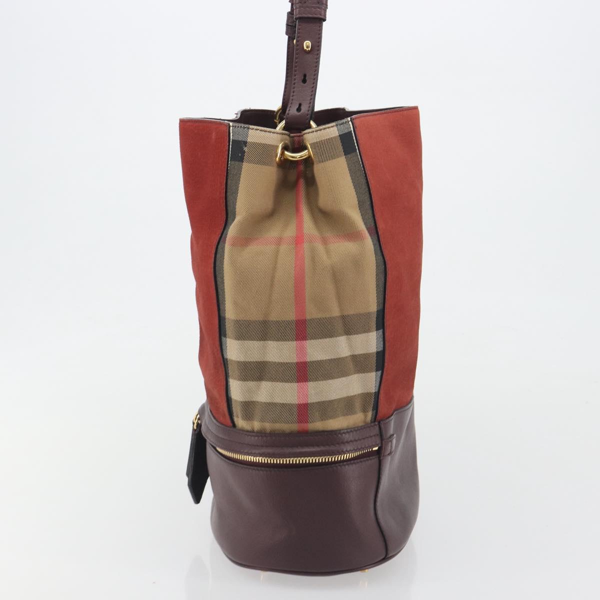 BURBERRY Nova Check Shoulder Bag Canvas Leather Silver Bordeaux Auth 195068 - Jerrillo image 3