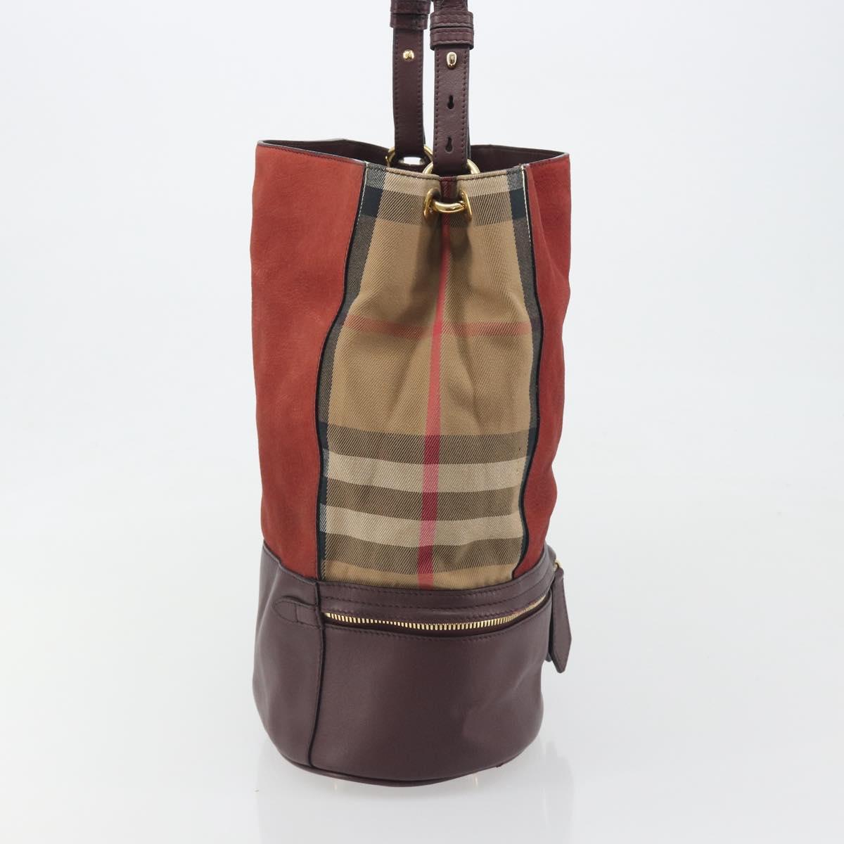 BURBERRY Nova Check Shoulder Bag Canvas Leather Silver Bordeaux Auth 195068 - Jerrillo image 4
