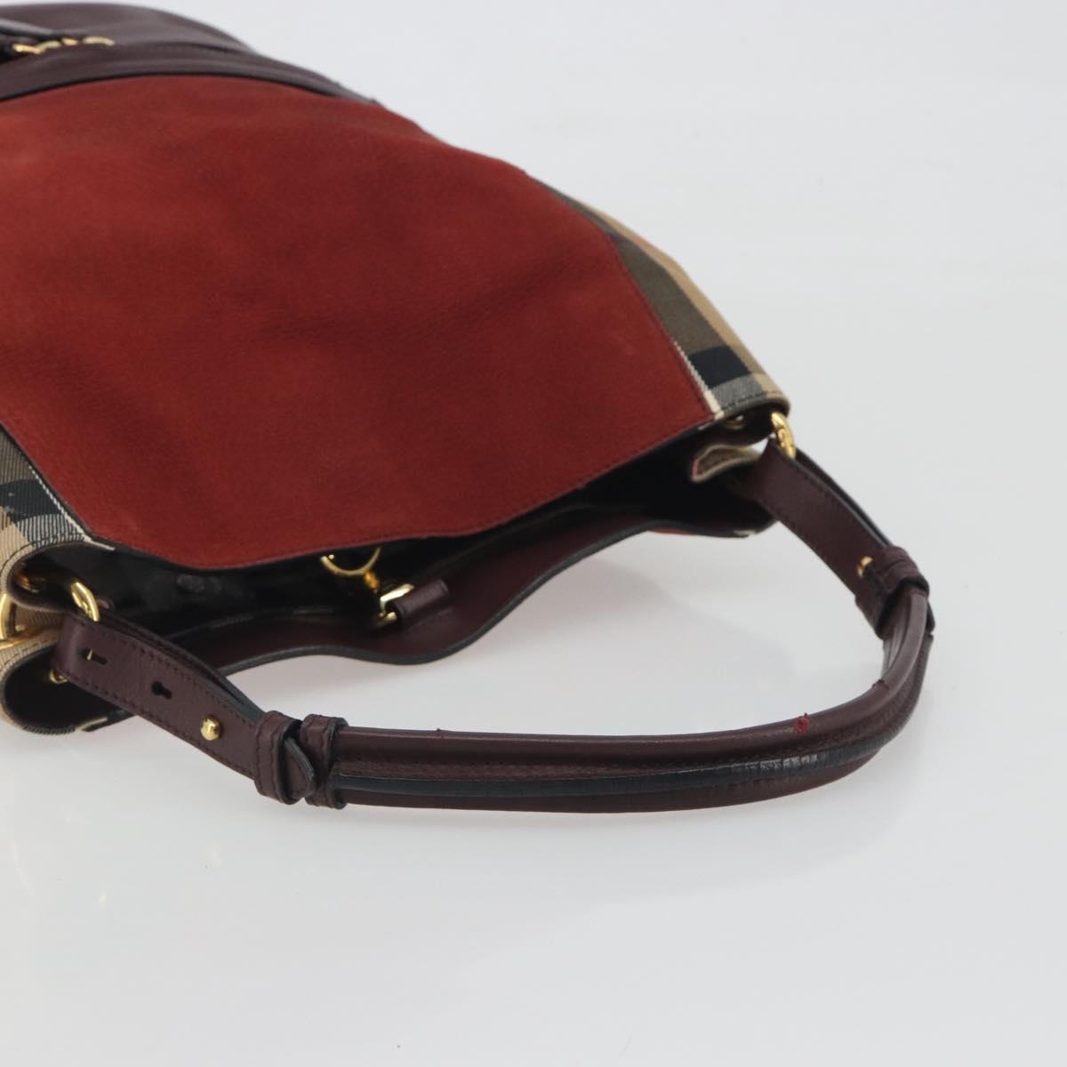 BURBERRY Nova Check Shoulder Bag Canvas Leather Silver Bordeaux Auth 195068 - Jerrillo image 7