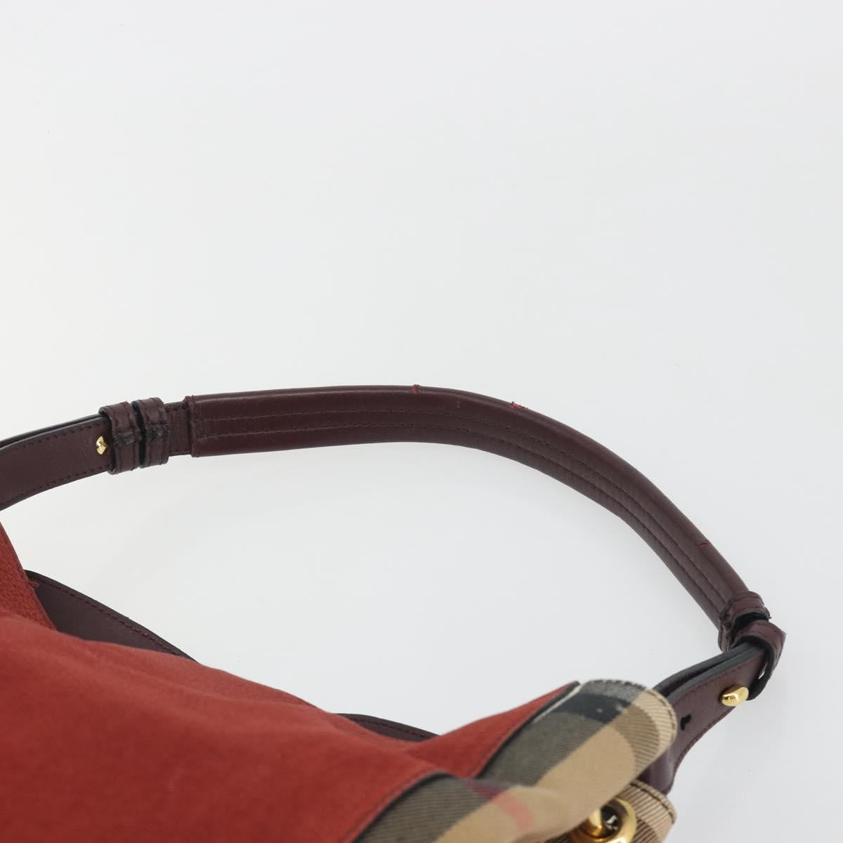BURBERRY Nova Check Shoulder Bag Canvas Leather Silver Bordeaux Auth 195068 - Jerrillo image 9