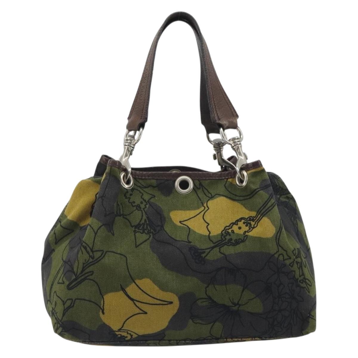 Miu Miu Tote Bag Canvas Green Silver Auth 195073A - Jerrillo image 2