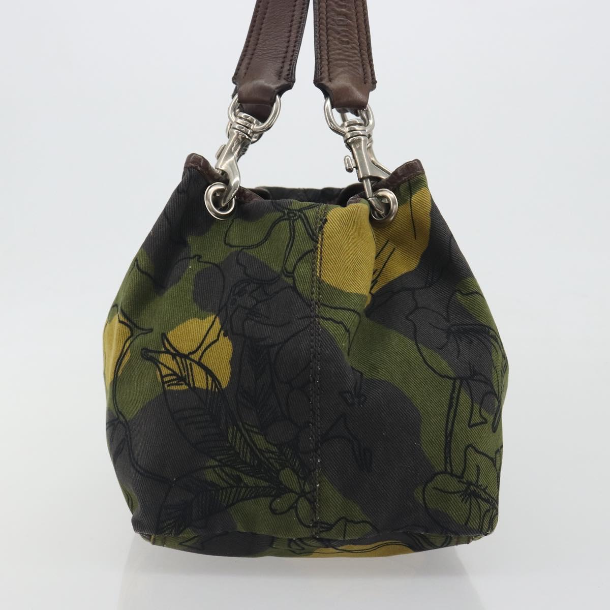 Miu Miu Tote Bag Canvas Green Silver Auth 195073A - Jerrillo image 3