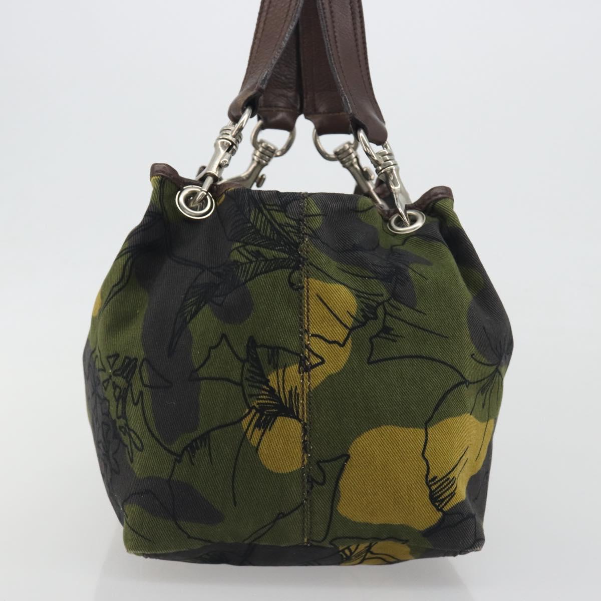 Miu Miu Tote Bag Canvas Green Silver Auth 195073A - Jerrillo image 4