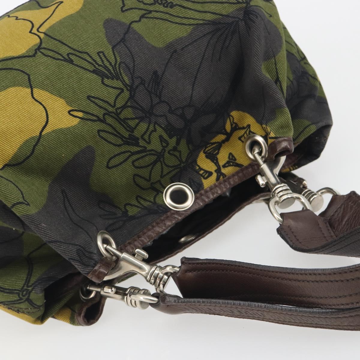 Miu Miu Tote Bag Canvas Green Silver Auth 195073A - Jerrillo image 6