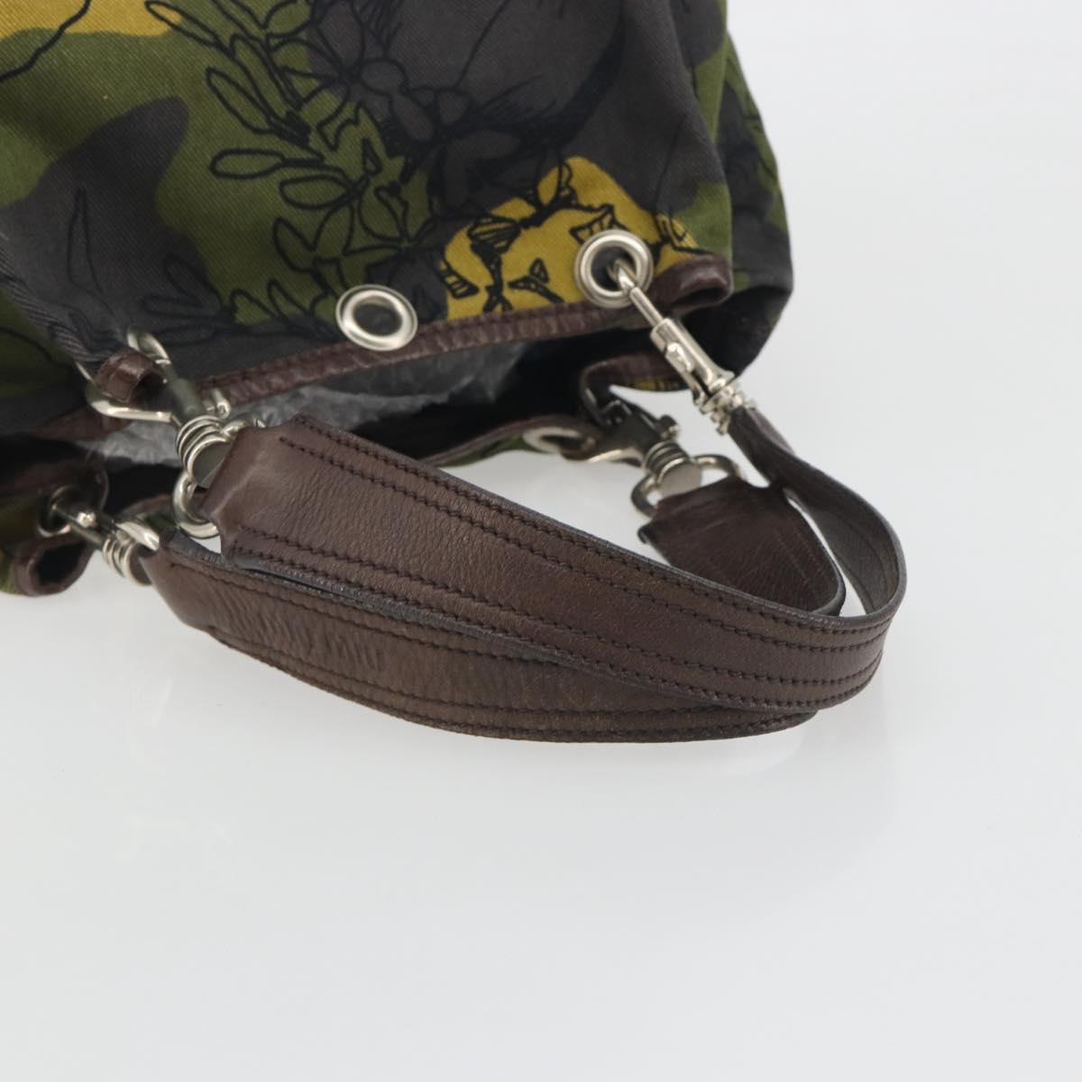 Miu Miu Tote Bag Canvas Green Silver Auth 195073A - Jerrillo image 7