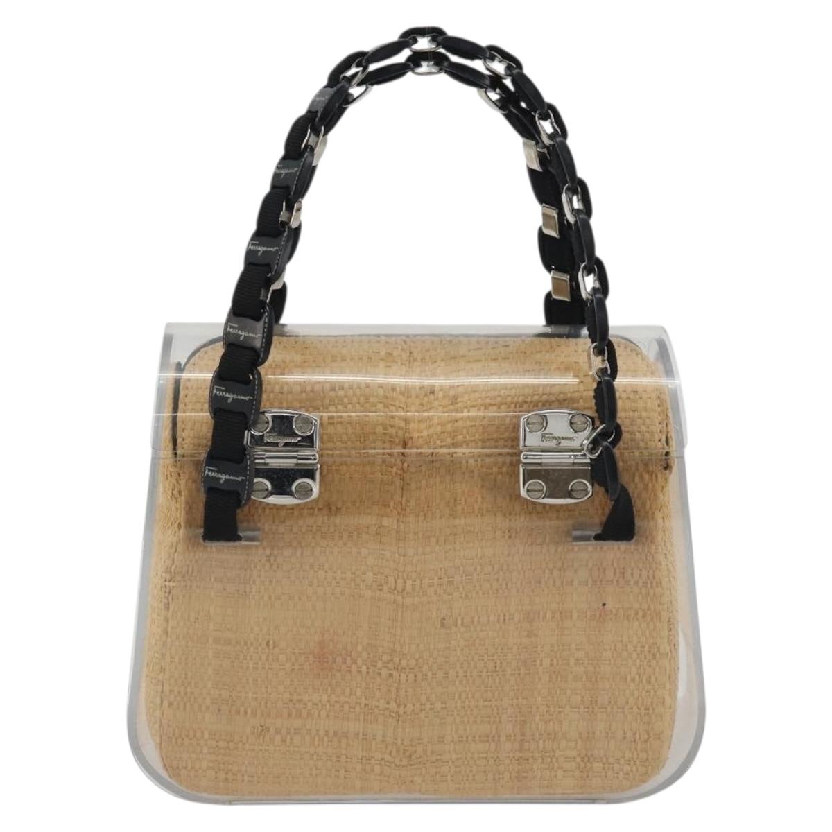 Salvatore Ferragamo Vala Chain Hand Bag Plastic Clear Silver Auth 195087V - Jerrillo image 2