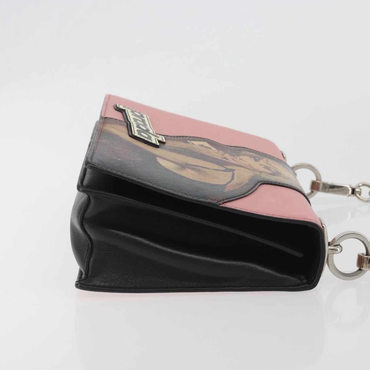 PRADA Chain Shoulder Bag Saffiano leather Pink Silver Auth 195095A - Jerrillo image 3