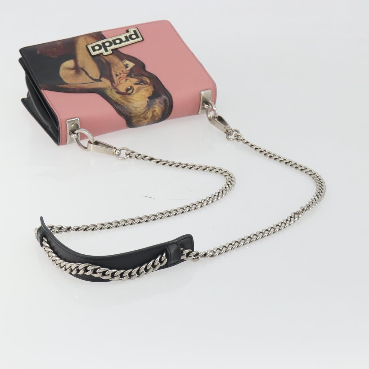 PRADA Chain Shoulder Bag Saffiano leather Pink Silver Auth 195095A - Jerrillo image 7